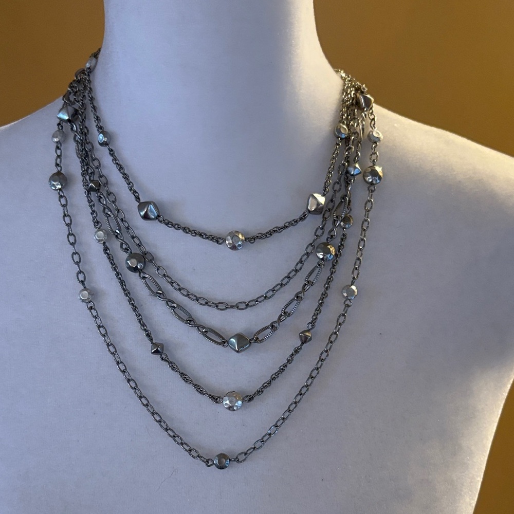 White House Black Market Silver Layered Necklace